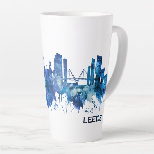 Leeds England Skyline Blue Latte Mok (Rechterhoek)