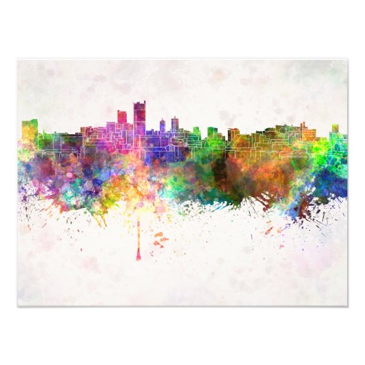 Leeds skyline in watercolor background foto afdruk (Voorkant)