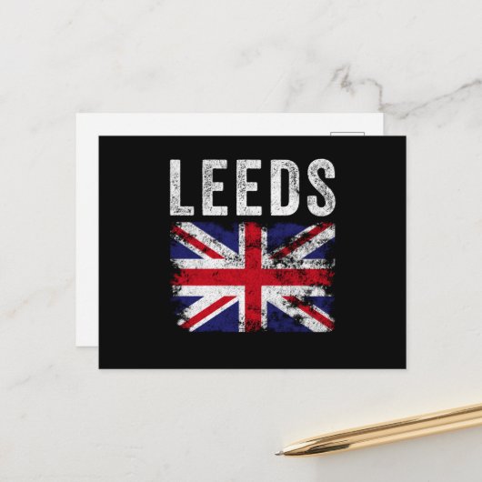 Leeds UK Flag England Herinnering Briefkaart (Voorkant / Achterkant in situ)