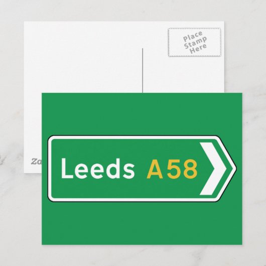 Leeds, UK Road Sign Briefkaart (Voorkant / Achterkant)