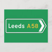 Leeds, UK Road Sign Briefkaart (Voorkant)