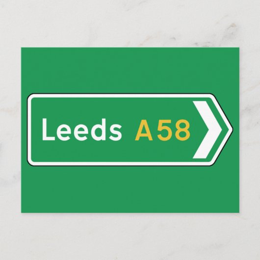 Leeds, UK Road Sign Briefkaart (Voorkant)