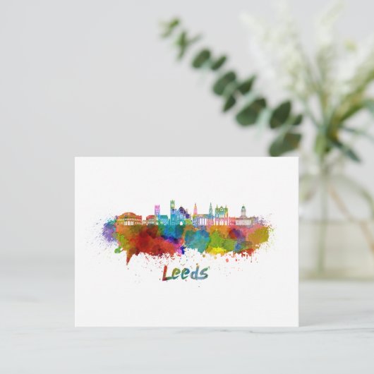 Leeds V2 skyline in waterverf Briefkaart (Staand voorkant)