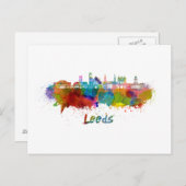 Leeds V2 skyline in waterverf Briefkaart (Voorkant / Achterkant)