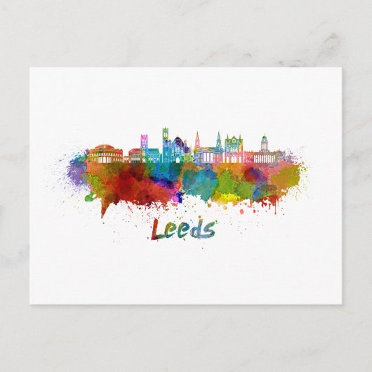 Leeds V2 skyline in waterverf Briefkaart (Voorkant)