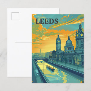 Leeds Yorkshire Vintage Retro Reisillustratie Briefkaart