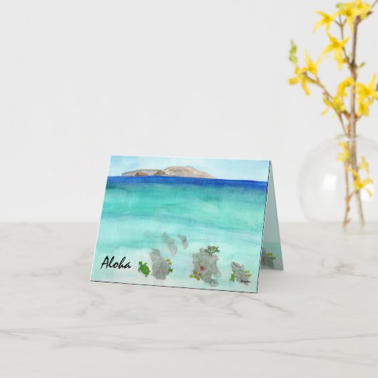 Leef Aloha wenskaart, het schilderen van Zuid-Maui Kaart (Gele Bloem)