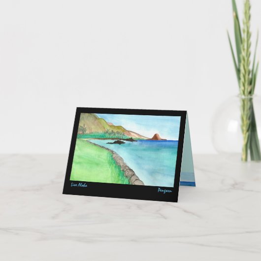 Leef Aloha wenskaart, het schilderen van Zuid-Maui Kaart (Voorkant)