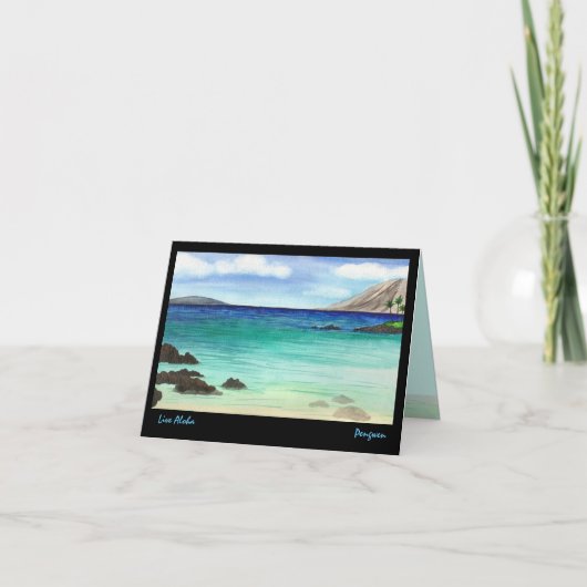 Leef Aloha wenskaart, het schilderen van Zuid-Maui Kaart (Voorkant)