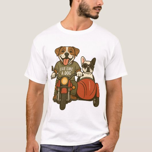 Leef Als Een Hond Motor T-shirt (Voorkant)