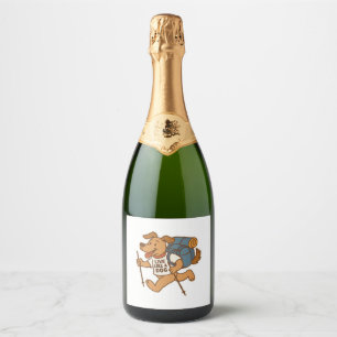 Leef als een hond wandelen sparkling wijnetiket