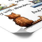 Leef als een kat Humoristische Cartoon Wall Art Poster (Hoek)