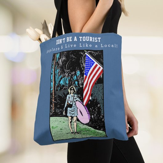 Leef als een lokale retro reis tote bag