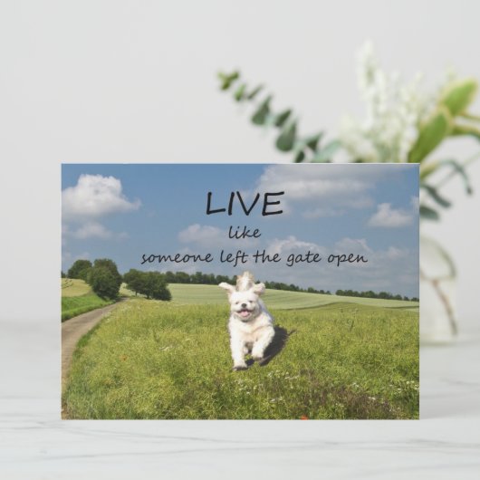 "Leef alsof iemand de Open van de Gate"Uitnodiging Kaart (Staand voorkant)