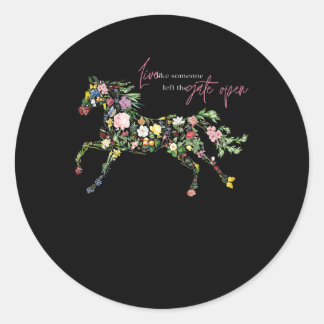 Leef alsof iemand de poort open liet botanische bl ronde sticker