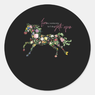 Leef alsof iemand de poort open liet botanische bl ronde sticker