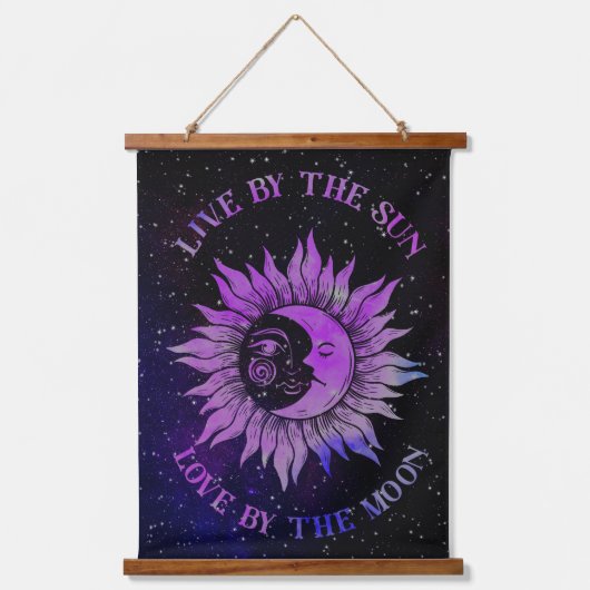 Leef bij de zon, Liefde bij de maan Hangend Wandkleed (Voorkant)