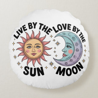 Leef bij de Zon, Liefde bij de Maan Retro Boodscha Rond Kussen