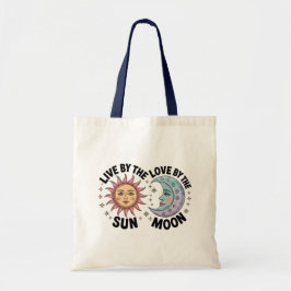 Leef bij de Zon, Liefde bij de Maan Retro Boodscha Tote Bag