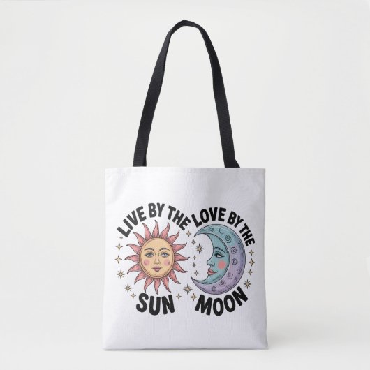Leef bij de Zon, Liefde bij de Maan Retro Tote Bag (Voorkant)