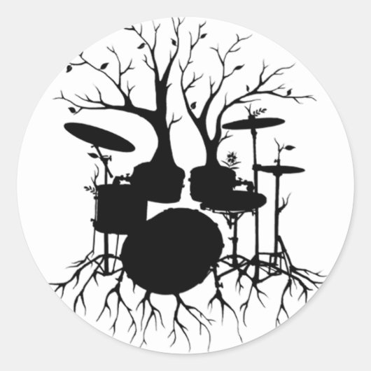 Leef de Beat aan de Tempo van Creatie ~ drumstel Ronde Sticker (Voorkant)