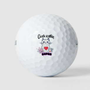 Leef de droom kat illustratie Cute Art Design Golfballen