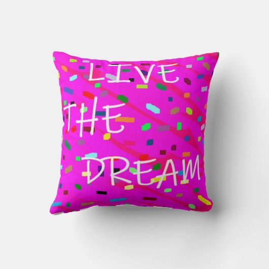 Leef de droomroze, witte kleine tekstwoorden fanta kussen (Achterkant)