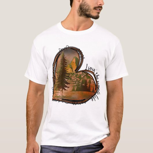 Leef de eenvoudige leven hart Natuur T-shirt (Voorkant)
