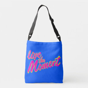 Leef de slogan van de momentstekst canvas tas