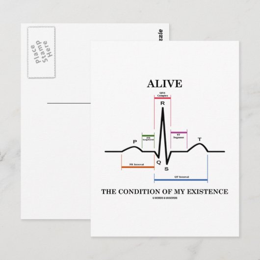 Leef de toestand van mijn bestaan (ECG/EKG) Briefkaart (Voorkant / Achterkant)