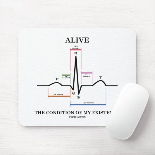 Leef de toestand van mijn bestaan (ECG/EKG) Muismat (Met muis)