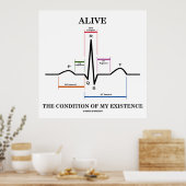 Leef de toestand van mijn bestaan (ECG/EKG) Poster (Keuken)