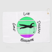 Leef, droom, adem golf golfhanddoek (Horizontaal)