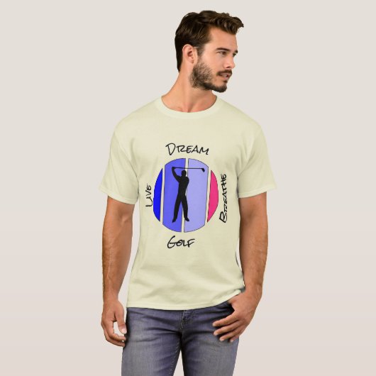 Leef, droom, adem golf t-shirt (Voorkant volledig)