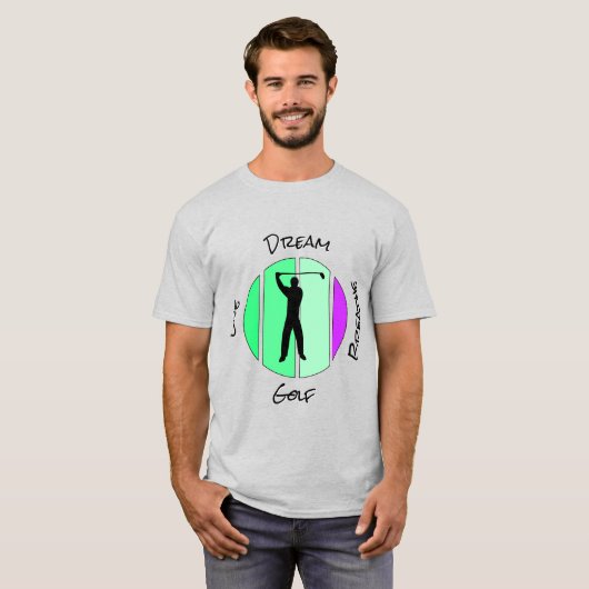 Leef, droom, adem golf t-shirt (Voorkant volledig)