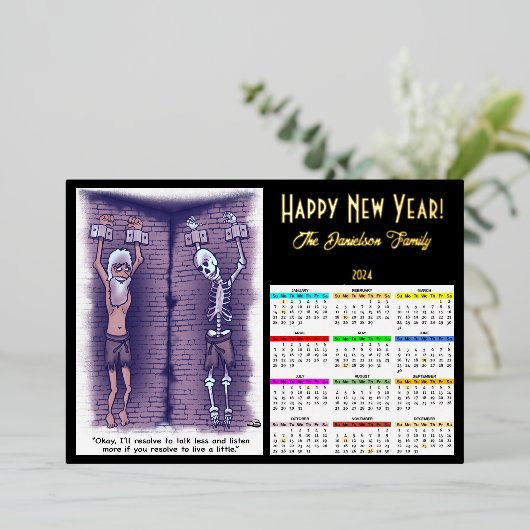 Leef een beetje nieuwe jaren kalender Folie Kaart (Staand Voorkant)