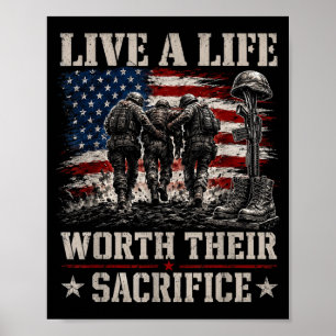 Leef een leven dat militaire offers waard is veter poster