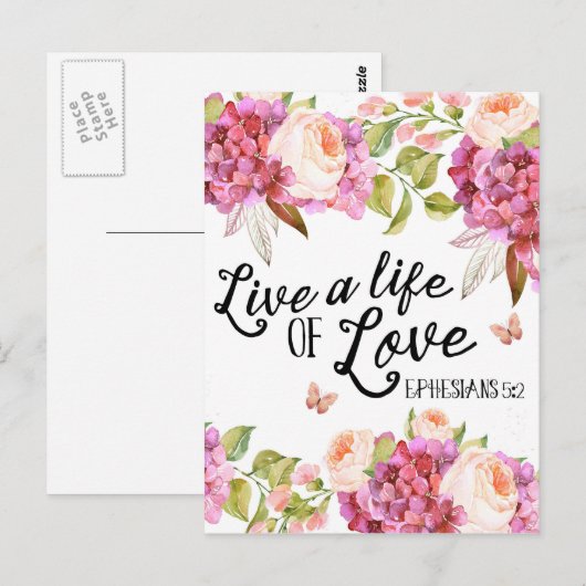 Leef een leven van liefde Efeziërs citeren briefka Briefkaart (Voorkant / Achterkant)