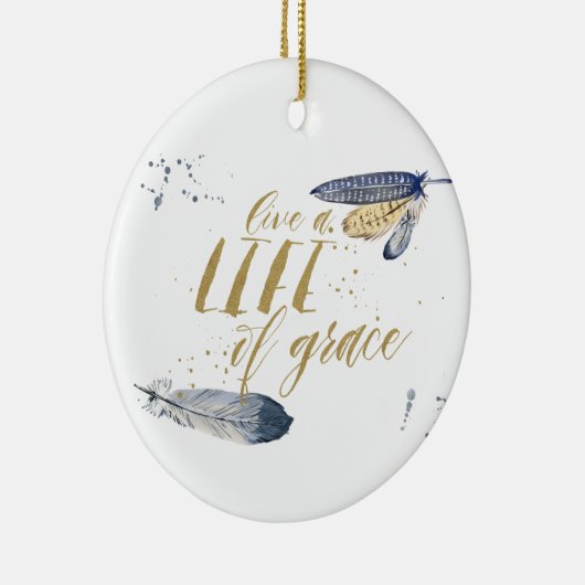 Leef een leven vol met Grace Kerstversiering Keramisch Ornament (Rechts)