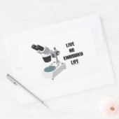 Leef een onderzocht leven (microscoop) rechthoekige sticker (Envelop)