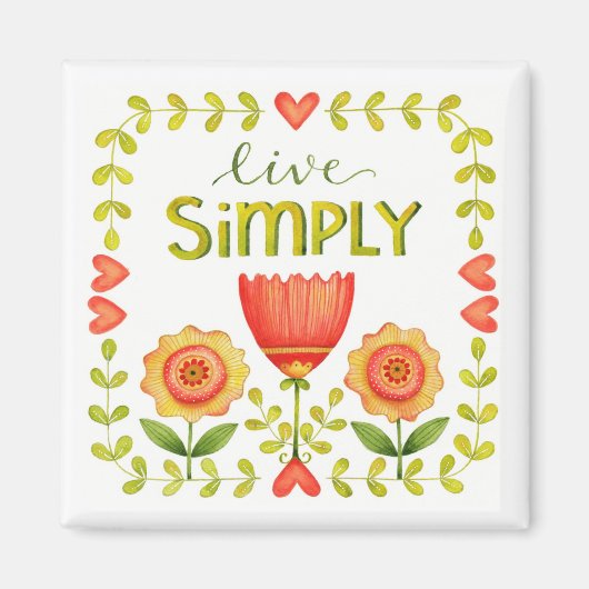 Leef eenvoudig · Inspirerend vierkante magneet (Voorkant)