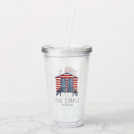 Leef Eenvoudige Quote Nautische Zomer Strandhut Ca Acryl Drinkbeker
