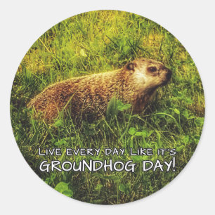 Leef elke dag alsof het Groundhog Day is! Ronde Sticker