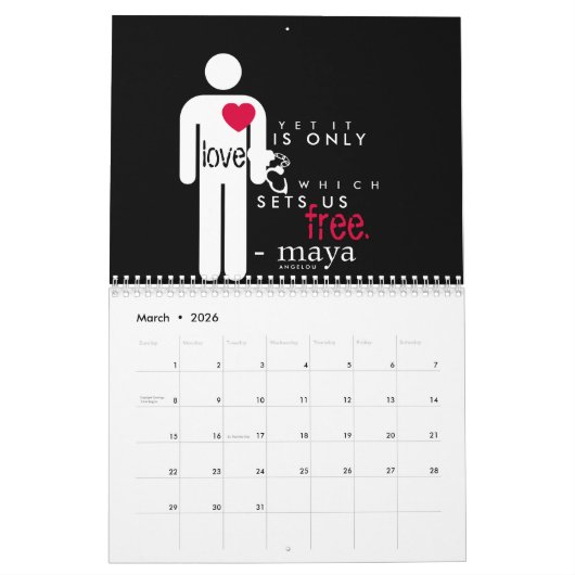 Leef elke dag met liefde. kalender (Mar 2026)