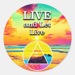 Leef En Laat Leven Herstelmotto Zonsopgang Ronde Sticker