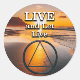 Leef En Laat Leven Herstelmotto Zonsopgang Ronde Sticker