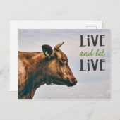 "Leef en laat leven" vegan met bruine koe Briefkaart (Voorkant / Achterkant)