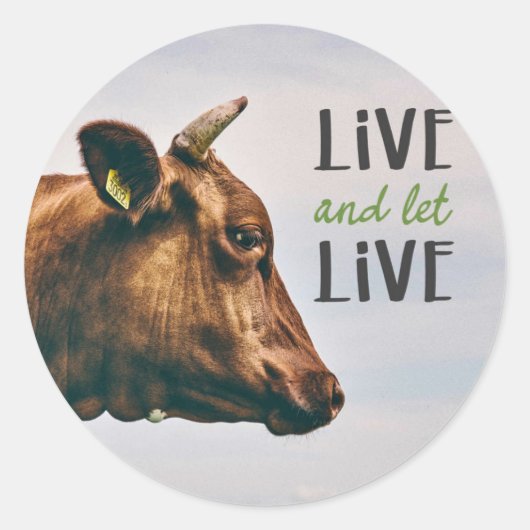 "Leef en laat leven" vegan Ronde Sticker (Voorkant)