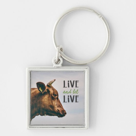 "Leef en laat leven" vegan Sleutelhanger (Voorkant)