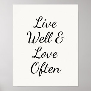 Leef goed en hou vaak van Modern Schrift Poster